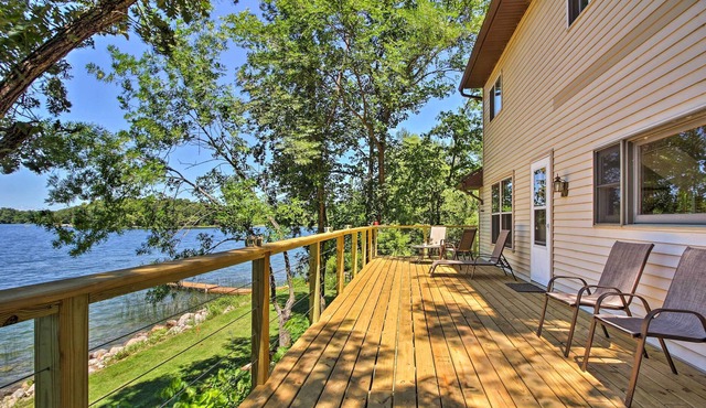 Lakefront home in Brandon w/fire pit, deck & dock!