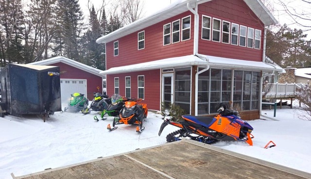 Lakefront Home on Snowmobile Trails! Sleeps 10, Dogs OK