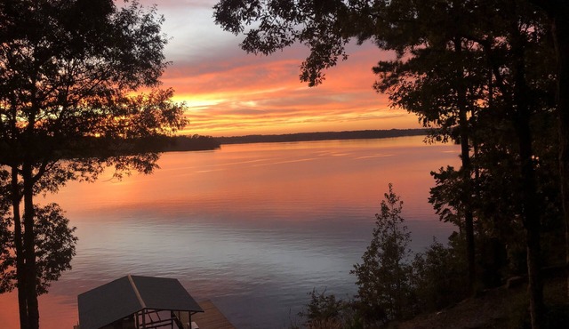 Lakefront Home with Amazing Sunsets, Private Dock & Firepit