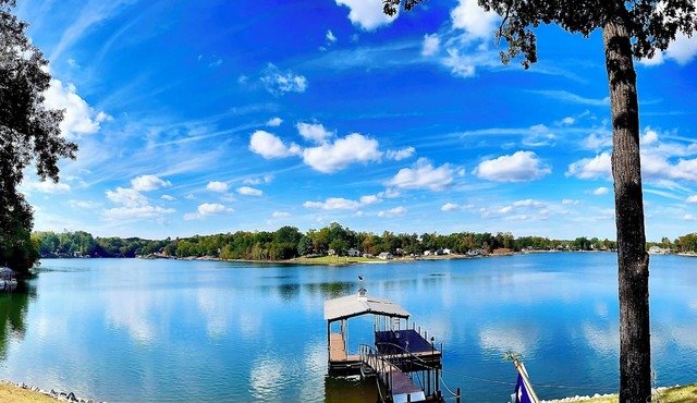 Lakefront home with covered boat dock on Lake Secession in Abbeville, SC.