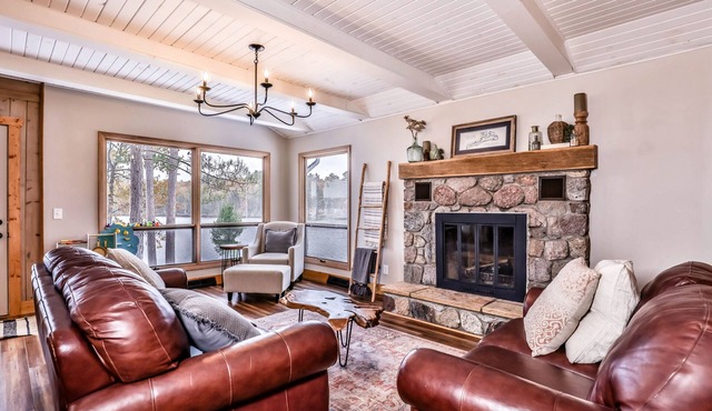 Lakefront home with private dock, deck, fireplace, firepit, canoe & paddleboat