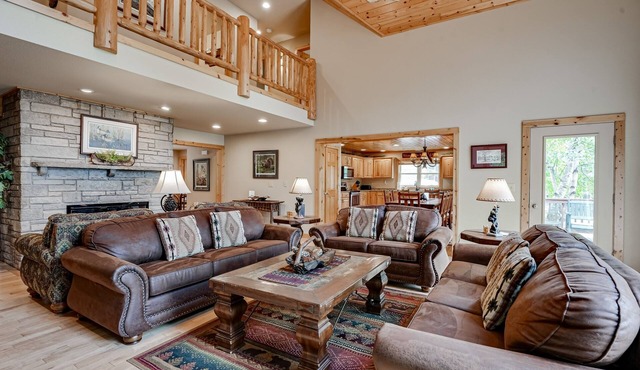 Lakefront home with private dock, firepit, playground & lake views