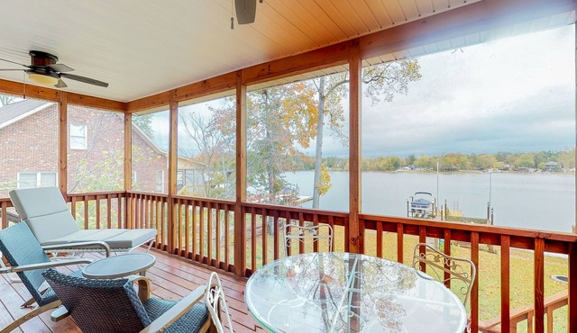 Lakefront home with WiFi, game room, dock, & firepit - dog-friendly