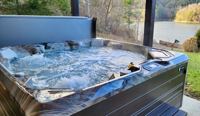 Lakefront Lullaby-Rustic cabin w/lake views, boatslip, hot tub & fiber internet