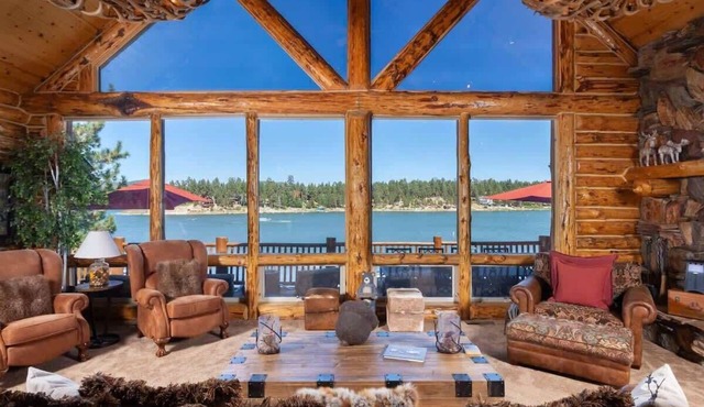 Lakefront Luxury Log Estate | Private Dock Near Village & Slopes