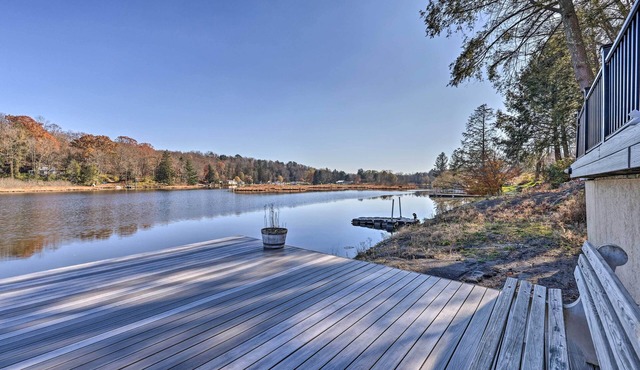 Lakefront Poconos Escape w/Dock, Decks & Grill!