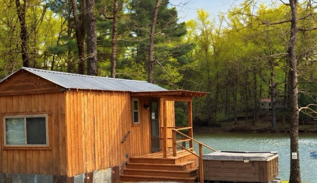 Lakefront Tiny Cabin with Hot Tub and Fire Pit