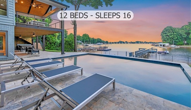 Lakeshore Adrift - Exclusive Lakefront Home w/Heated Pool & Custom Bunks