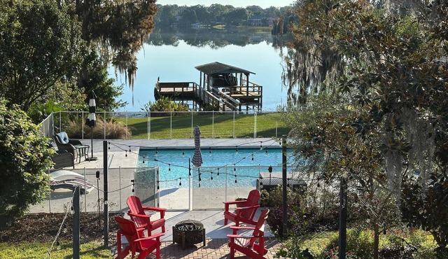 Lakeside Adventure Retreat w/Heated Pool, Fishing Dock, Game Room & Optional 1 hr Boat Cruise*