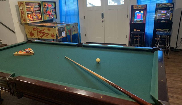 Lakeside Arcade, Hot Tub, Pinball, Foosball, Air Hockey, GAMES, roaming deer