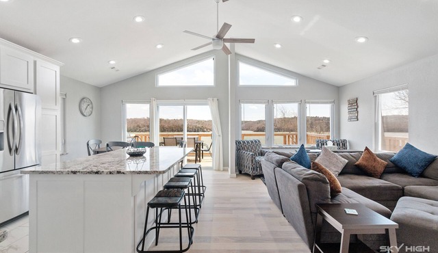 Lakeview Oasis has a panoramic lake view from the deck perfect for any getaway!