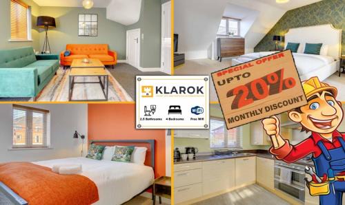 LARGE 4 Bedroom Semi-Detached House Sleeps 7 By Klarok Short Lets & Serviced Accommodation