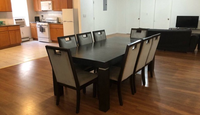 Large and private apartment can sleep up to 8 people comfortably with direct NYC Manhattan train only 5 minute walk away