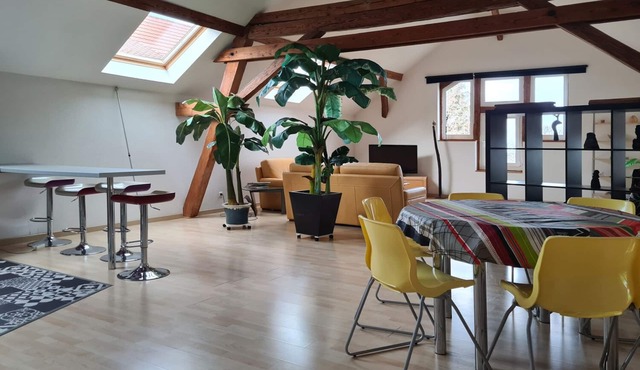 Large bright loft + bedroom in old barn on the wine route