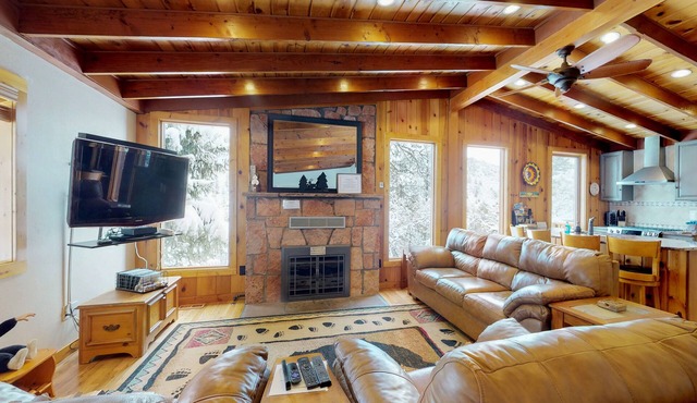 Large cabin with jetted tub, close to the gazebo, town plaza & hiking trails