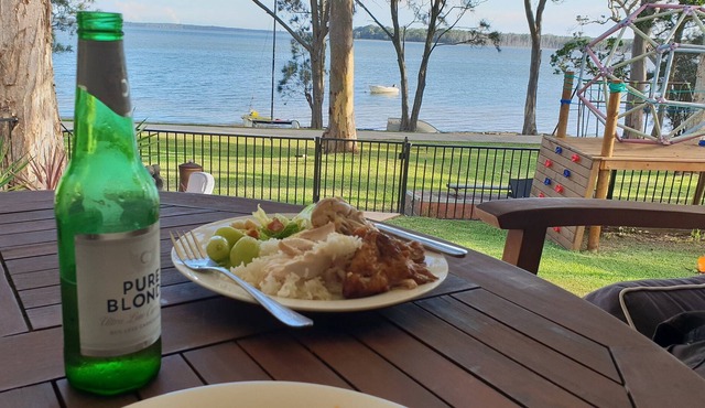 Large family friendly waterfront property with solar heated magnesium pool