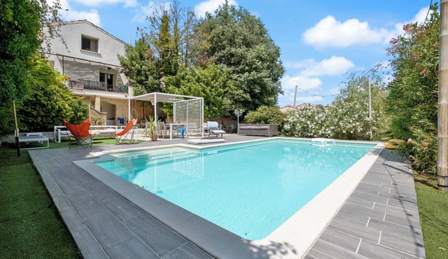 Large family villa with shaded terraces, garden and swimming pool