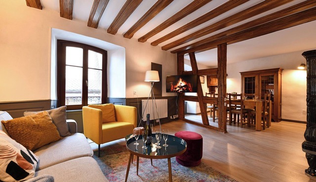 Large gîte in historic Alsatian half-timbered house for 12/14 people