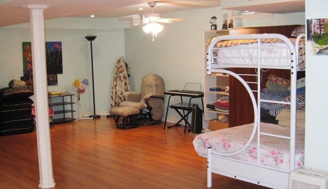 Large Open Basement Room with bathroom and Vegetarian kitchen