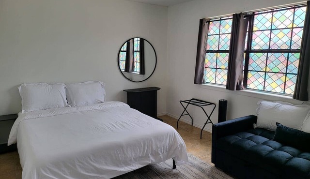 Large parking lot/sleeps 8