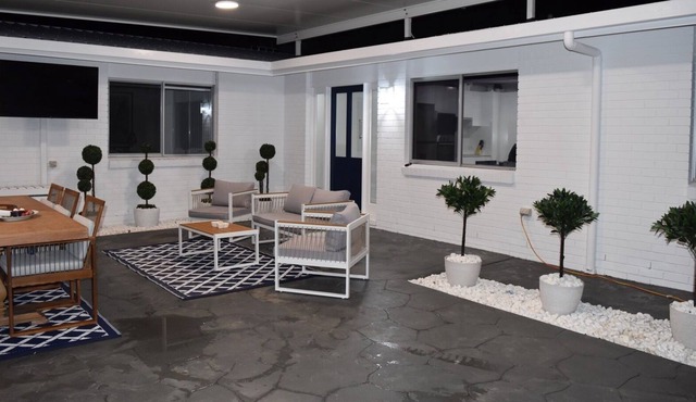 Large pet friendly home with pool & boat parking walk to beach