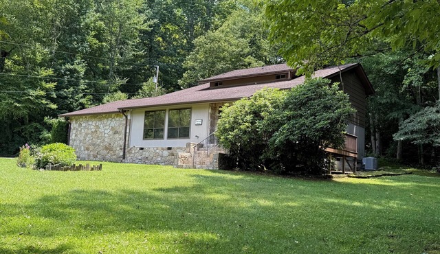 Large private home on wooded acreage