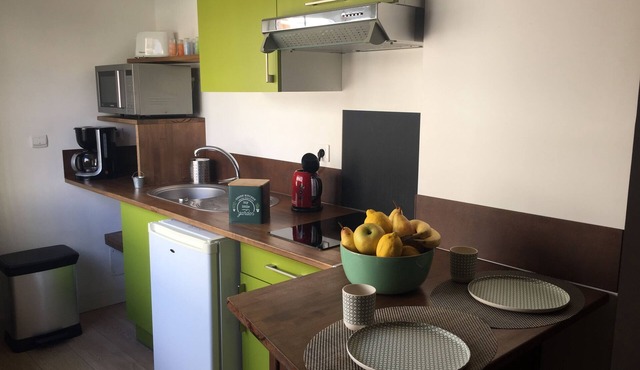 Large Studio "DECO BOIS" ground floor, air-conditioned, 500 m walk to CV, free public car park