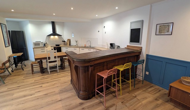 Large village house on the river bank