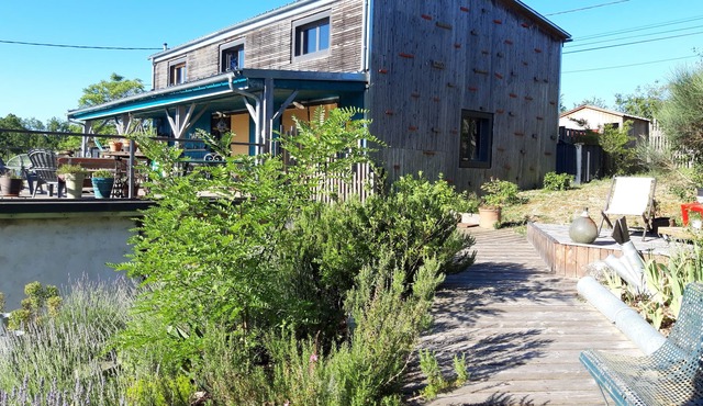 Large wooden house with swimming pool