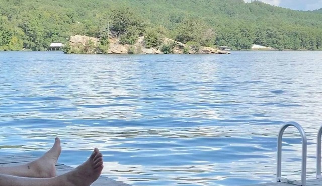 Lazy Days on Neely Henry with kayaks and floating mat!