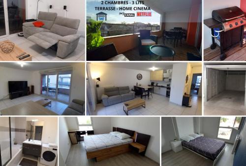 Le Barbusse LYON-T3-Garage-Terrasse-3 lits-Home Cinema