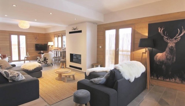 Le Chalet, a 12 person chalet with sauna, hot tub and you can ski from the door