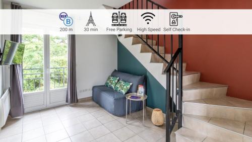Le Duplex , Proche Gare RER, Parking, Arrivée autonome