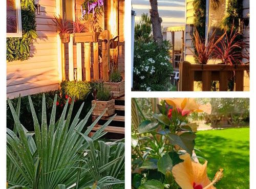 Le Lagon Rose nice bungalow Camping SIBLU le Mar Estang Canet-en-Roussillon, 2 rooms, 2 bathrooms, 2 TV, free WIFI, sheets & towels included, beach at 5 mn walk