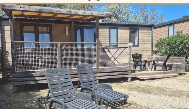 Le Lounge air-conditioned mobile home with Wifi 150m from the beach water park