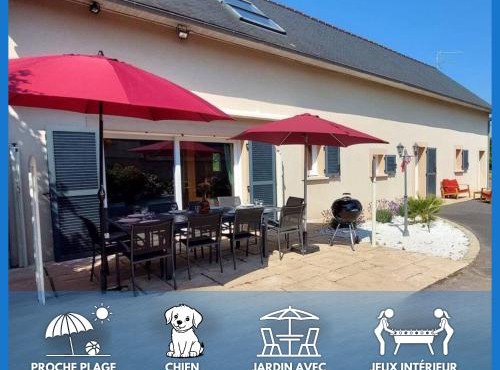 Le So Art, grande maison 4 chambres, terrain de pétanque, grand jardin clos, flipper, babyfoot, jeux Arcade, ping pong,1 km mer, proche golf, Port en Bessin, Bayeux et plages du débarquement, adaptée enfants