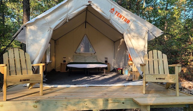 Leaning Tree Woods Glampsite. Isolated area near Grand Lake.