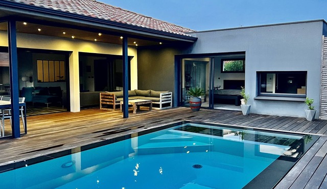 Les Cocons du Bassin - Villa Miroir d'O - Piscine/spa/clim