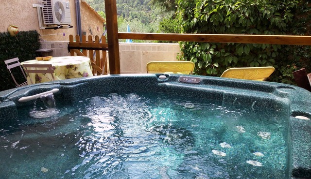 Les Lauriers Roses 3*, cozy, greenery, jacuzzi, air conditioning, linens, near river.