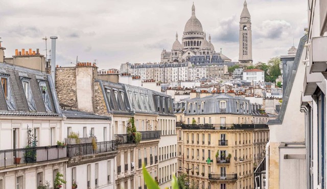 Light Filled 1 BDR Flat w Patio near Sacre Coeur