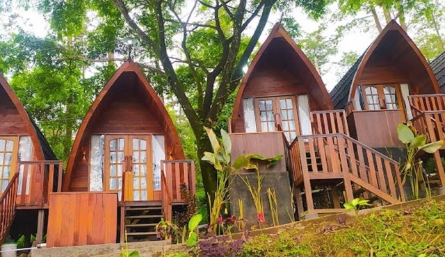 Living in the forest With natural hot springs in a wooden house in the mountains