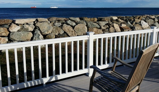 Located on the ocean. Great views of the Isles of Shoals from waterfront deck.