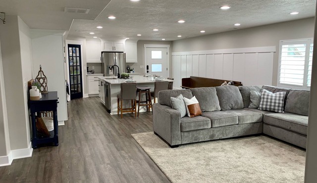 Location, comfort and cleanliness. Whole basement 1600-plus square feet.