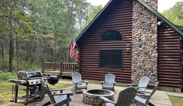 Log Cabin Near Lakes & Trails – Fireplace, Fire Pit, Patio & Games for All