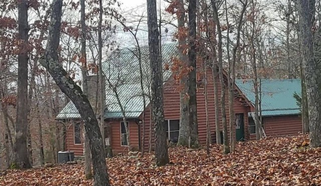 Log cabin on 9 acres. Perfect for a winter retreat or summer trip to the river.