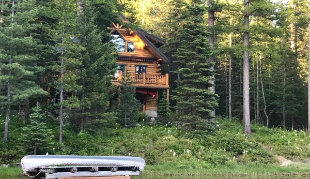 Log Cabin on Spoon Lake Near Glacier National Park