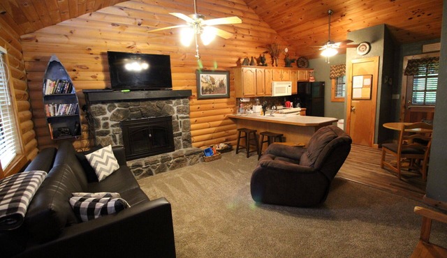 Log Cabin Pool, Wooded, Secluded,Jacuzzi, WiFi, nature trails,1 mile from SDC