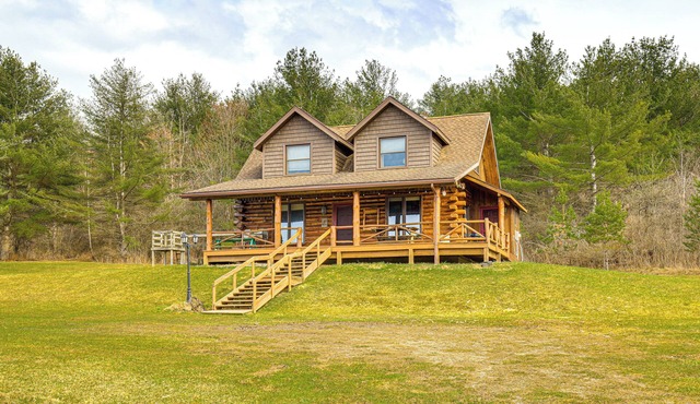 Log Cabin w/Pond & Trail Access in Almond!