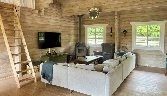 Log cabin with activity room near Gudmindrup
