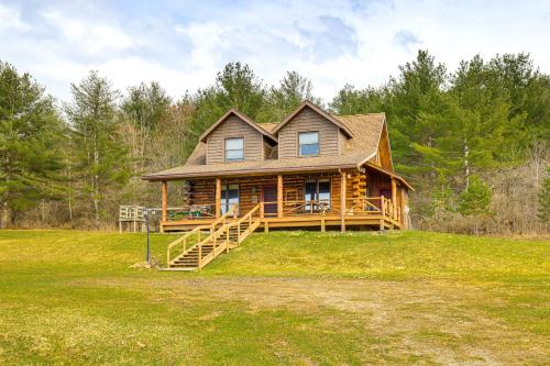 Log Cabin with Pond and Trail Access in Almond!